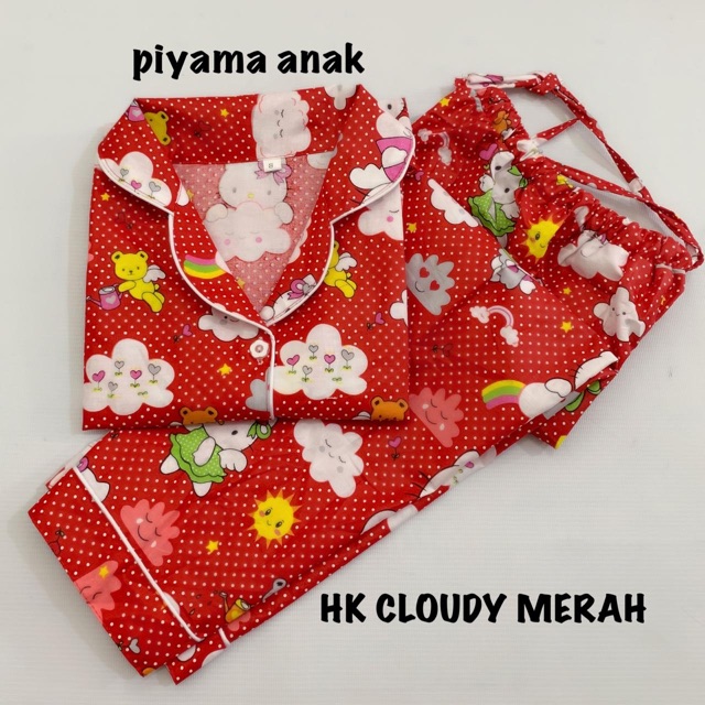 Piyama CLOUDY MERAH dan PINK bisa couple mom kids and family