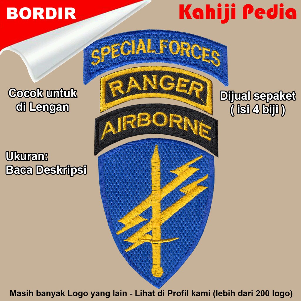 Patch bordir emblem bordir army special forces biru b