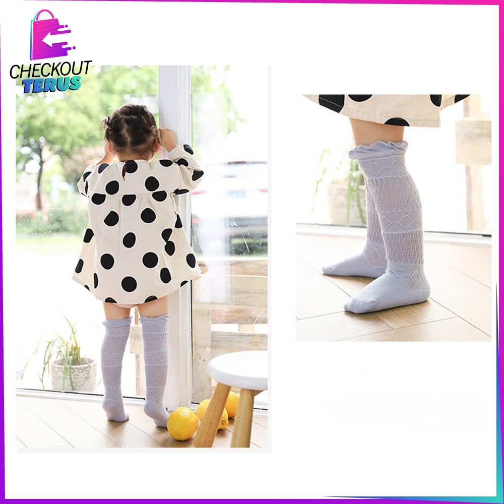 CT P211 Kaus Kaki Panjang Anak Model Jaring Bayi Korea Lucu Kaos Kaki Panjang Anti Nyamuk Polos Kaos Kaki Anak