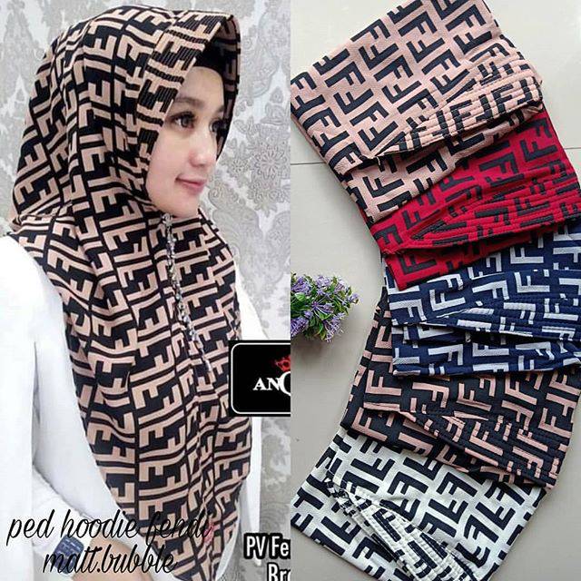 Hijab hoodie motif F besar