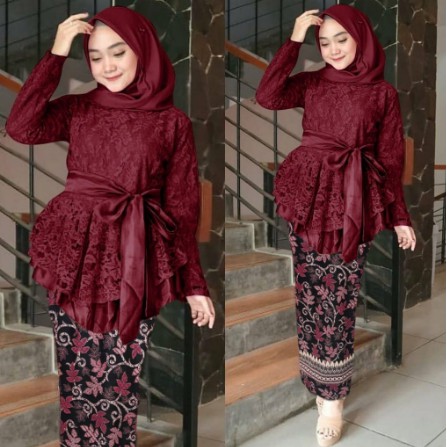 [TERLARIS!!!] Baju Pesta Kebaya Vera merah kuning hijau biru pink fanta set Limited