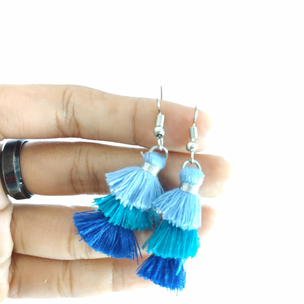 Anting Hijab Fashion wanita Tassel Tri Tingkat Kekinian Tokopelanginicer