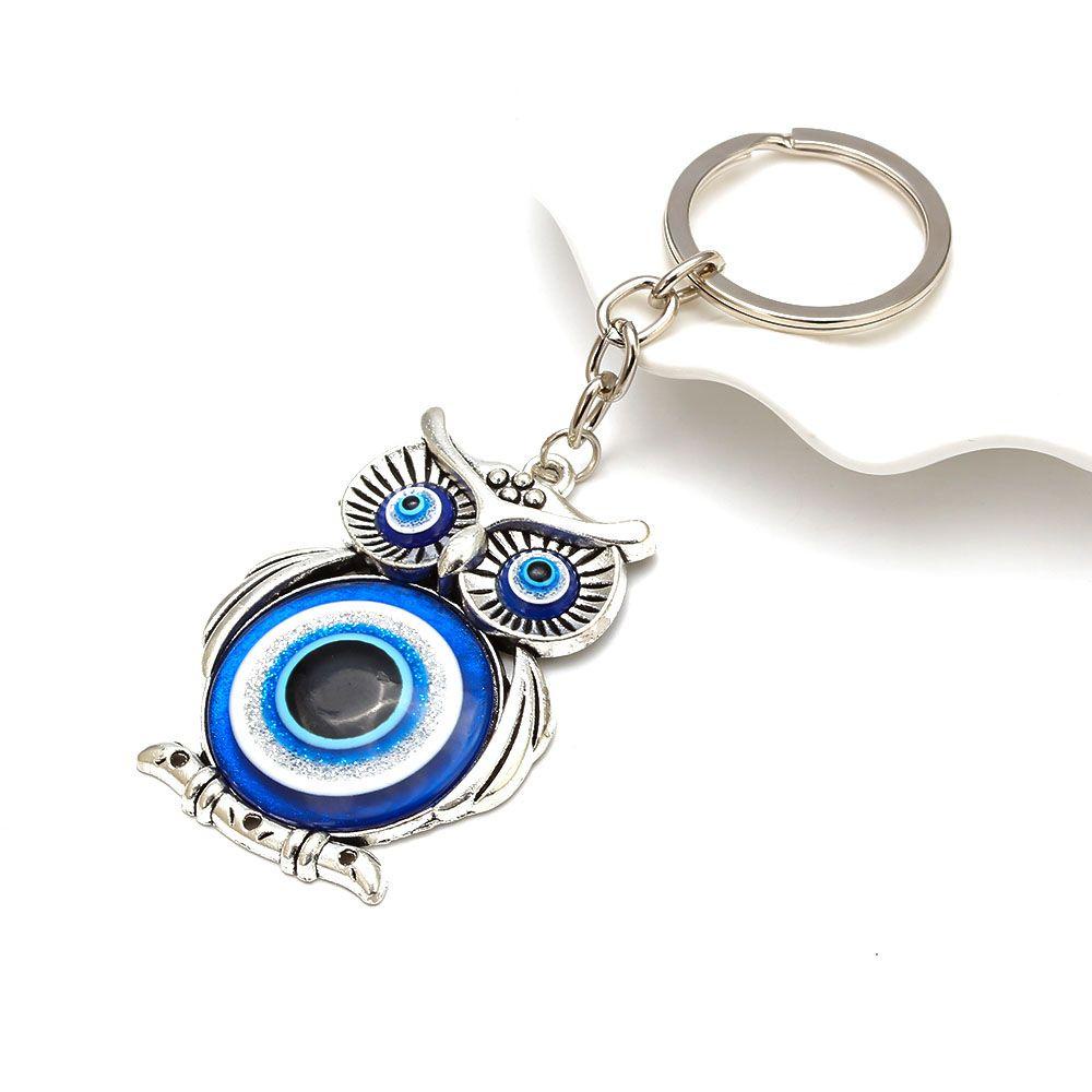 Augustina Gantungan Kunci Mobil Crystals Hanger Owl Blue Lucky Charm Evil Eye Car Pendant