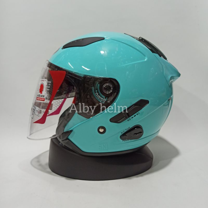 HELM KYT GALAXY FLAT R SOLID AQUA BLUE DOUBLE VISOR