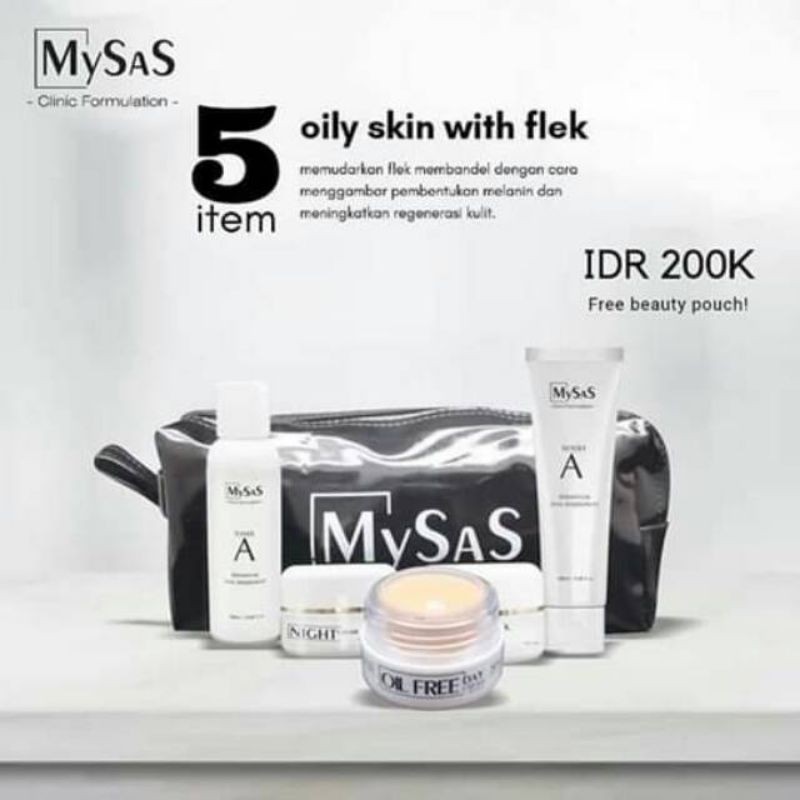 Mysas skincare/ Cream MySas oily whitening/ Cream Kulit berminyak/ Paket lengkap MySas Skincare