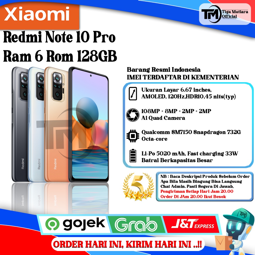 Xiaomi Redmi Note 10 Pro Ram 6 Rom 128GB Segel Original & Bergaransi Resmi