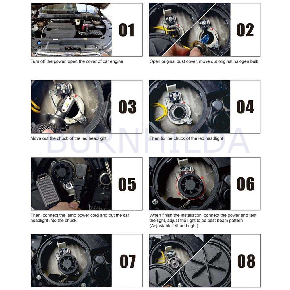 Lampu Mobil Headlight Car Fog Bulb LED COB H4 72W 8000LM mobil motor burnhilda