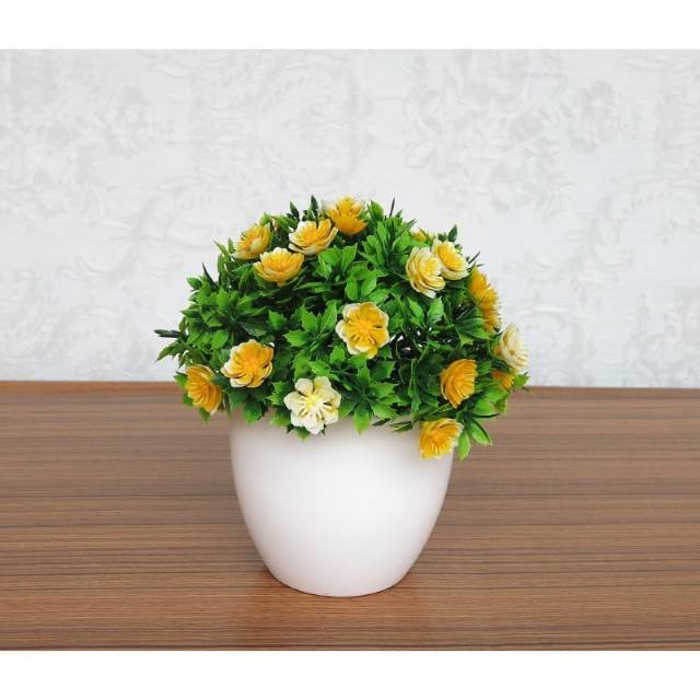 Bundara.id Pr-596 ( Size 15x14 ) Bunga hias + pot cantik/bonsai kembang import