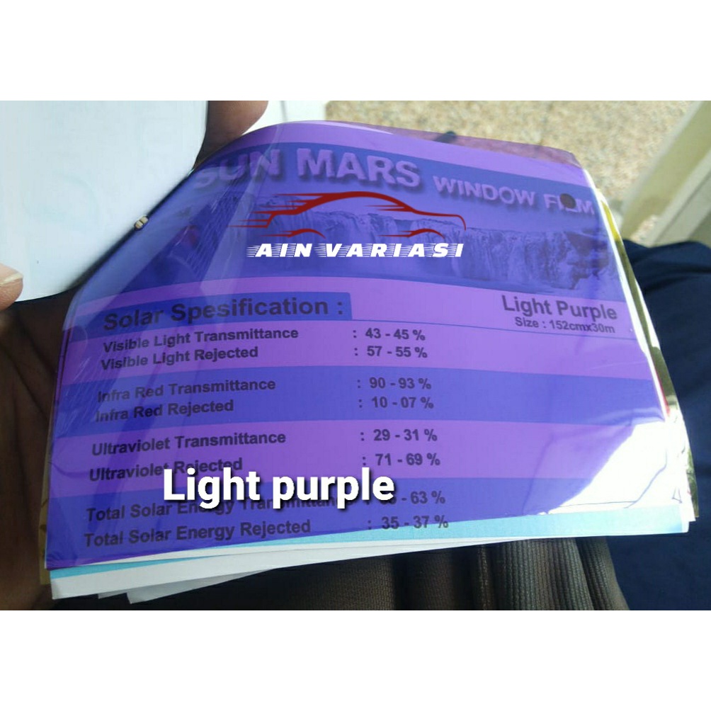 Stiker kaca film mobil jendela rumah gedung kantor sun mars type light purple fashion terbaru