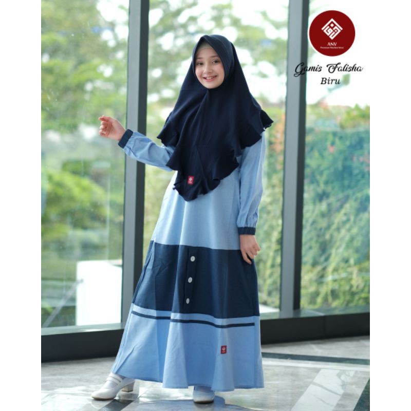 GAMIS ANAK GFLA KATUN MADINA KHIMAR FALISHA SERIES 2-14 TAHUN