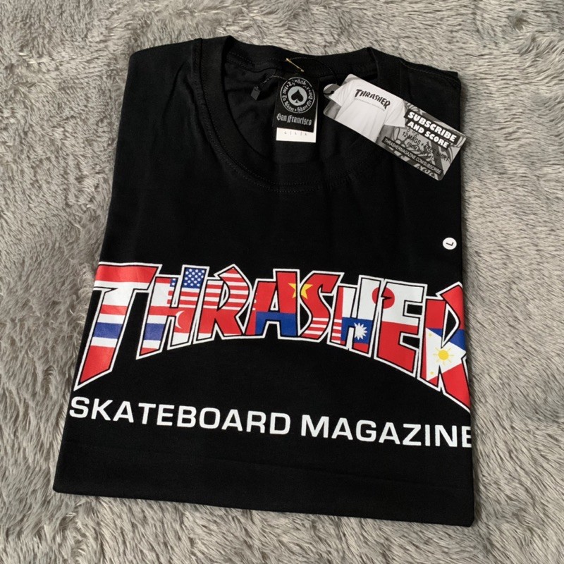 Kaos Tshirt Trasher Magasine Worl Flag Fulltag &amp; Lebel