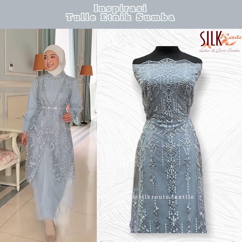 (TERMURAH) NEW DESIGN 1/2Meter KAIN TULLE ETNIK EMBROIDERY ETNIK SUMBA METERAN