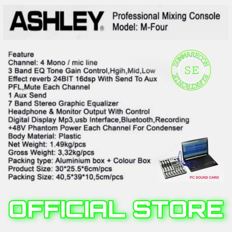 mixer audio 4 channel original ashley m four usb bluetooth recording soundcard