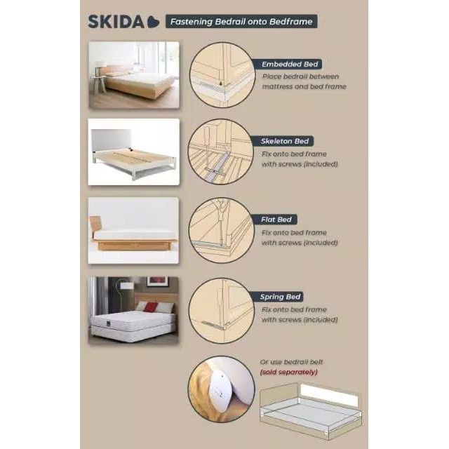 Baby Bedrail BedGuard Fence SKIDA Extra Tall Bedrail Pagar Pengaman Kasur Anak Bayi arevyonlineshop