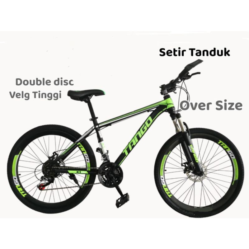 Sepeda Gunung MTB Tango Ukuran 26 Inch Seri Terbaru MTB Double Disc Brake Velg Tinggi