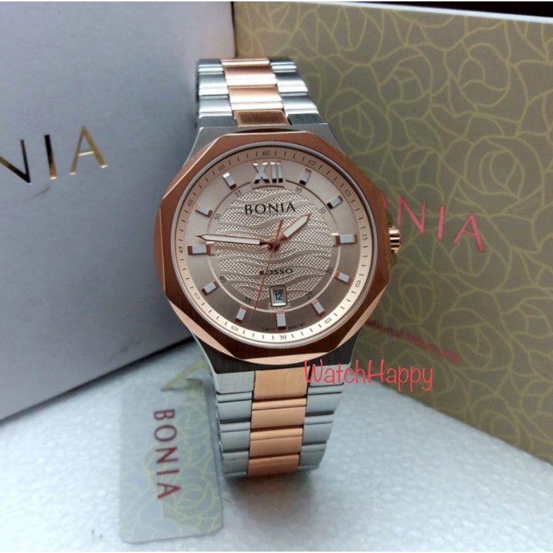WatchHappy Bonia BNR181-1673 BNR181 BNR 181 Men Watch Silver Rose Gold Dial Rose Gold Best Original