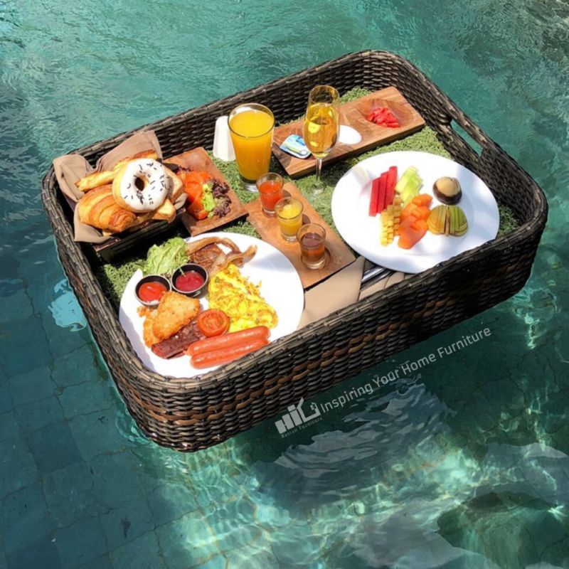 Rectangular Floating Tray 60.45cm Dark Brown Export Quality Floating Breakfast Tray Nampan Apung Kol