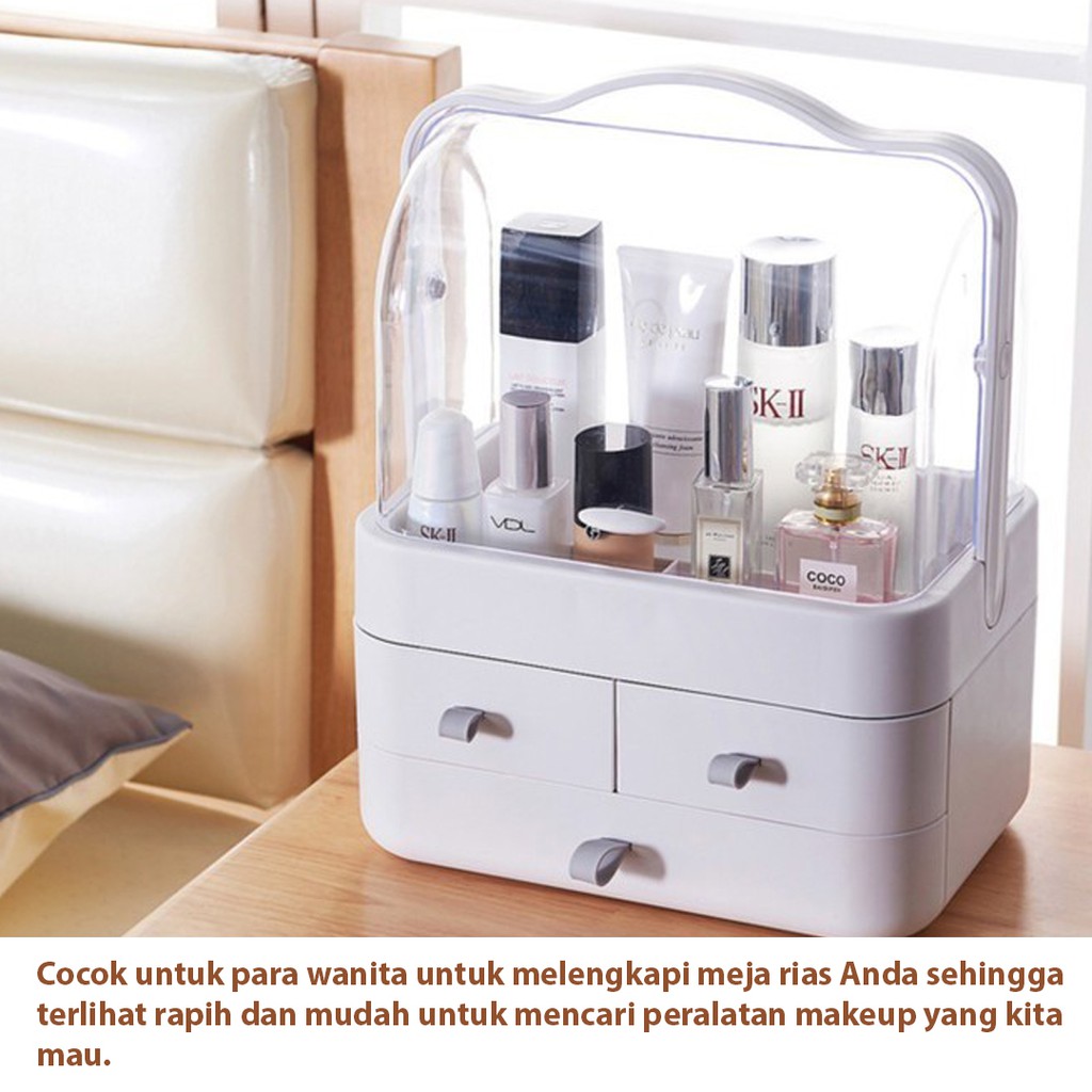 ERK Rak Kosmetik Portable Kotak Make up Storage Organizer Anti Air Tempat Penyimpanan Kosmetik