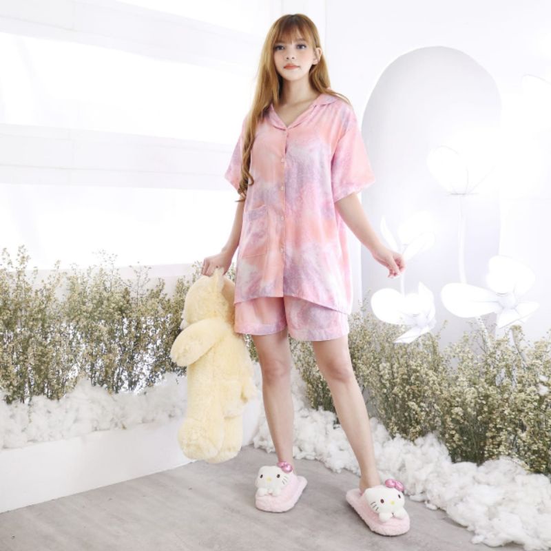 JOSJOLI_STORE/Piyama CP HP Bambo/Piyama Rayon Tie Dye XL XXL Kekinian/Pakaian Tidur Wanita