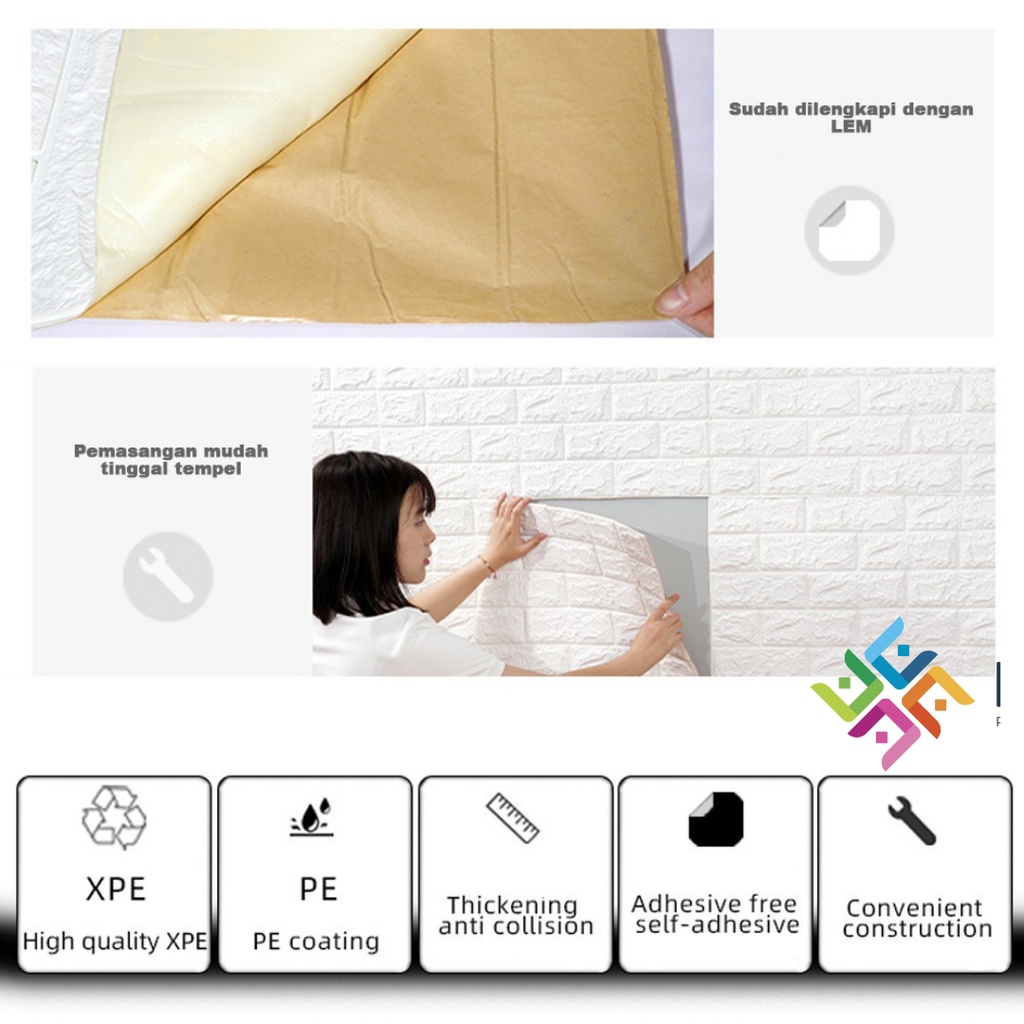 Wallpaper Dinding Foam 3D / Stiker Wallpaper Dinding Mini Dekorasi  / Wallpaper 3D-3
