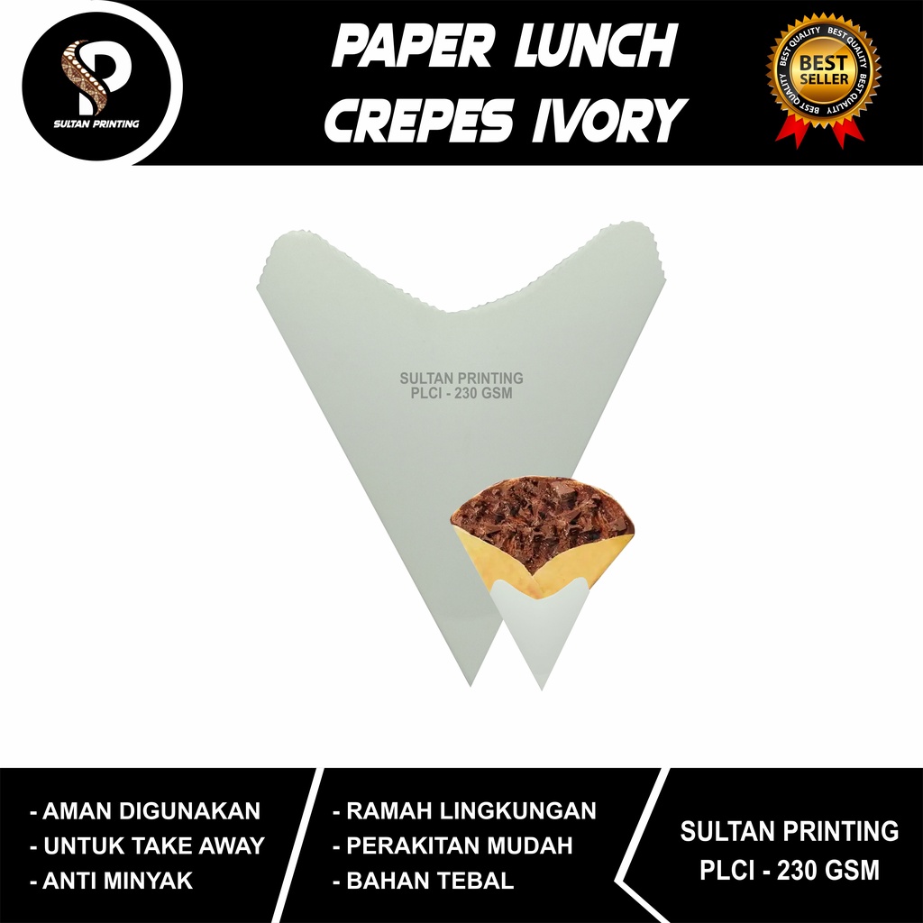 PAPER LUNCH CREPES IVORY (PUTIH)  / TEMPAT MAKAN CREPES / KEMASAN CREPES IVORY