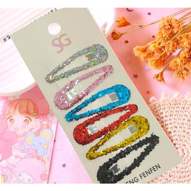 Jepit Clip Rambut Korea  Wanita Colorfull Hair Clip Set  Jepitan Rambut Warna Warni Tiptop Glitter Aksesoris Jepit Rambut Murah