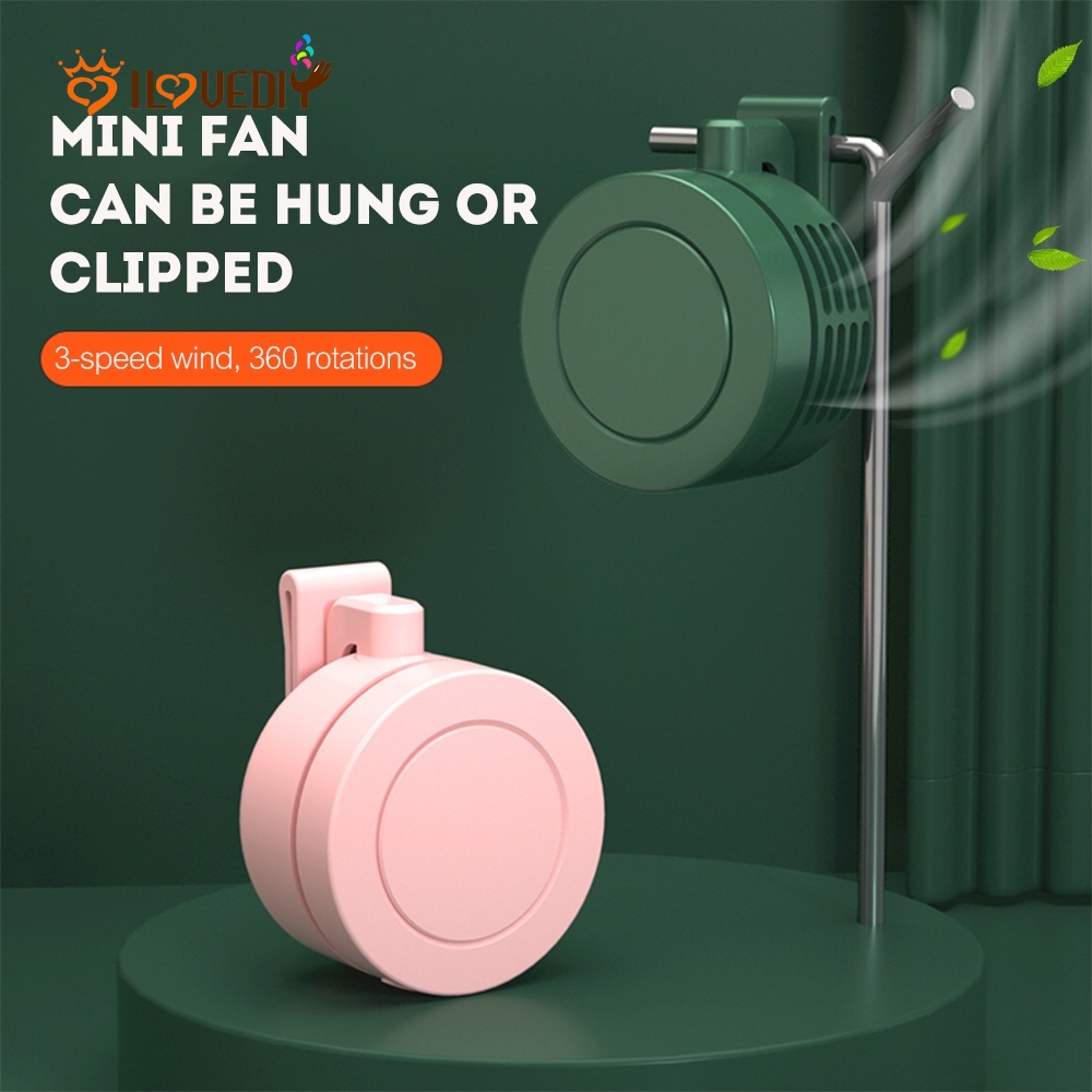 Klip on Portable 360 Derajat° Kipas Angin Mini Elektrik Tiga Kecepatan Bisa Disesuaikan Untuk Outdoor / Travel / Kantor