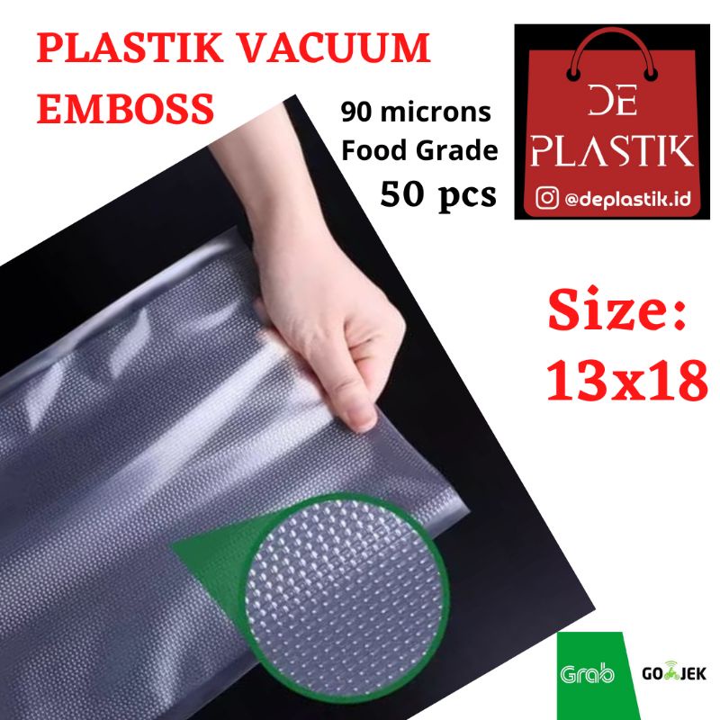 Plastik vakum emboss 13x18 isi 50 / plastic vacuum emboss / plastik vakum makanan  ---(EMB/13x18 ISI 50)