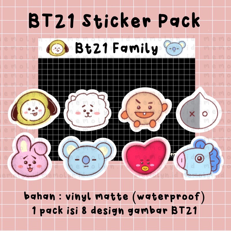 

BT21 Family Sticker Pack Dekorasi BTS Bujo