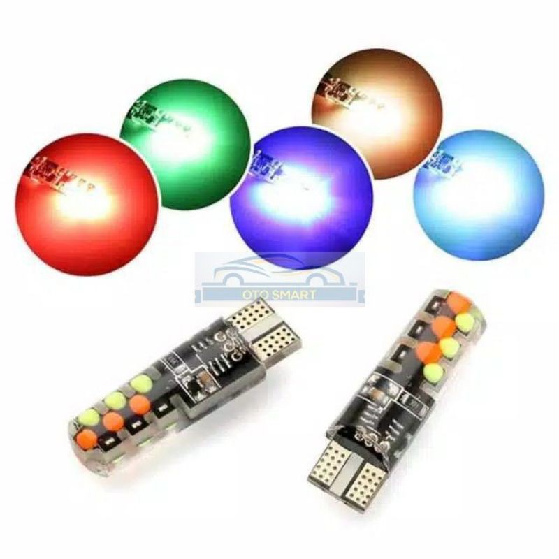 LAMPU LED SENJA/KOTA T10 SILICONE HIGH QUALITY RGB REMOT COB &amp;SMD MOBIL MOTOR DC 12V