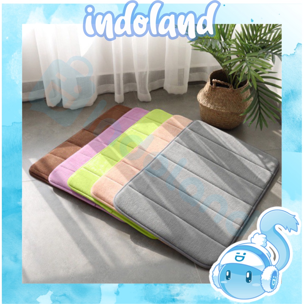 ☀ INDOLAND ☀ R386 Keset kaki Anti Slip Bahan Memory Foam Menyerap (40×60cm) / Keset Kamar Mandi Cod