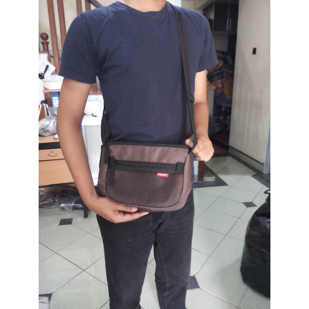 [ BEST SELLER ] PUSHOP Tas Selempang Pria Distro Mini Jaring Termurah