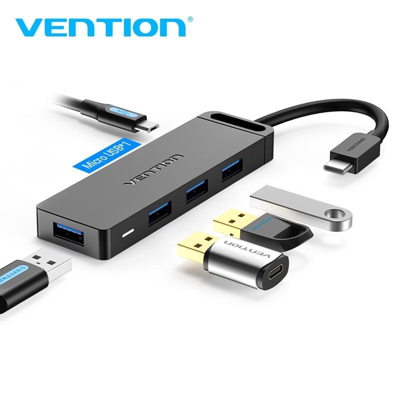 Vention Hub Adapter 4 Port Usb 3.0 Tipe C Kecepatan Tinggi Usb 3.0 Untuk Laptop Pc