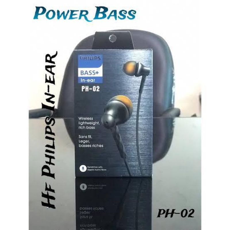 HEADSET PHILIPS PH02 POWER BASS+ IN EAR SUARA BOMM HF PHILIPS BAGUS