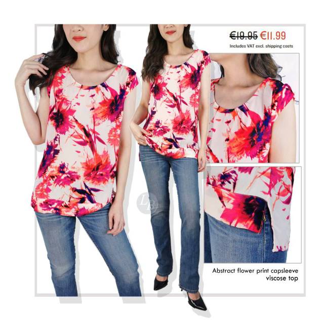 basic abstract flower viscose top