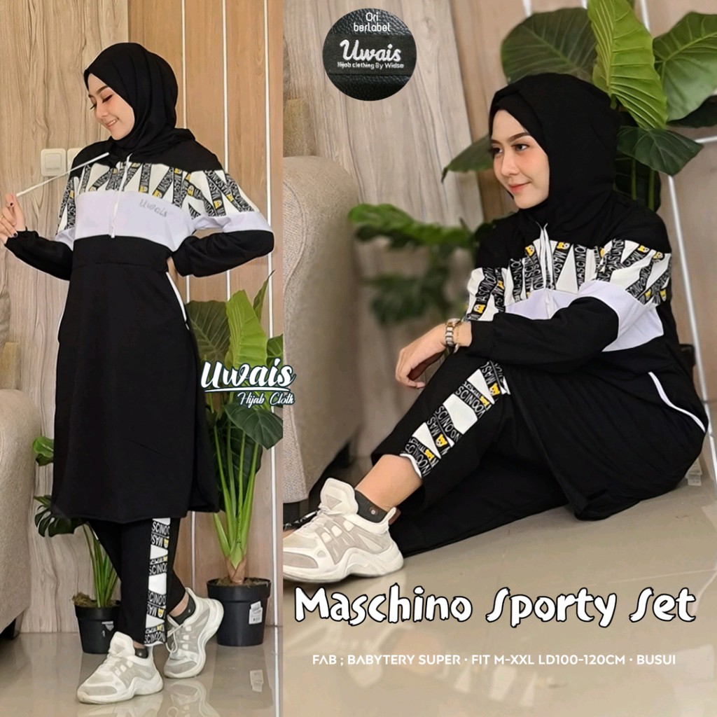 OKSSTORE BAJU TRAINING SETELAN WANITA MUSLIM MASCHINO SPORTY SET BY UWAIS | BAJU OLAHRAGA WANITA