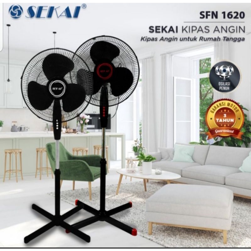 Sekai Stand Fan 16 Inch SFN 1620 / Kipas Tumpu Berdiri SFN1620 Kaki Silang