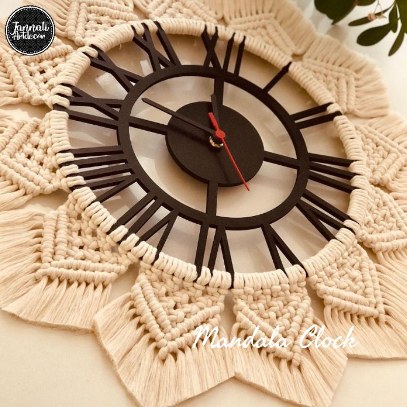 Macrame Mandala Clock / Jam Besi Mandala
