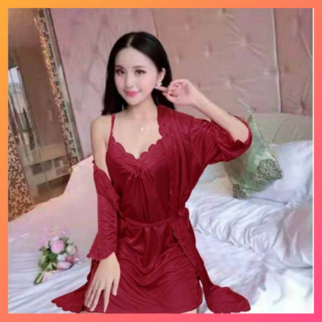 SET KIMONO FRENCY BJ9 / BAJU TIDUR / SETELAN KIMONO TIDUR / TERMURAH