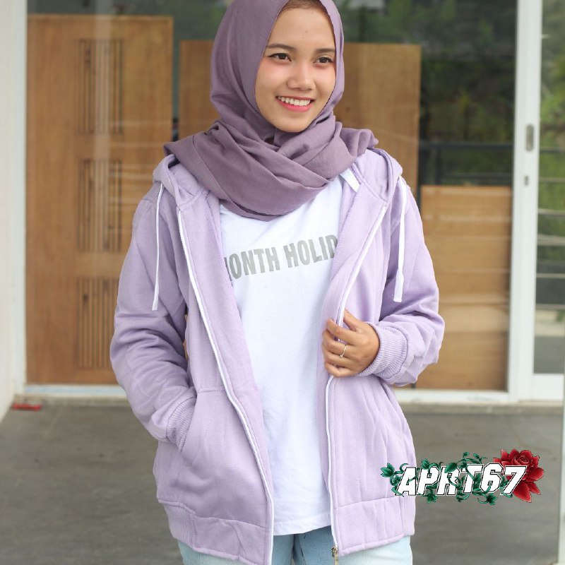 APRT67 | Jaket Polos Ungu Muda Hoodie Zipper UNISEX untuk Pria & Wanita M- 3XL, Sweater Hoodie Lilac