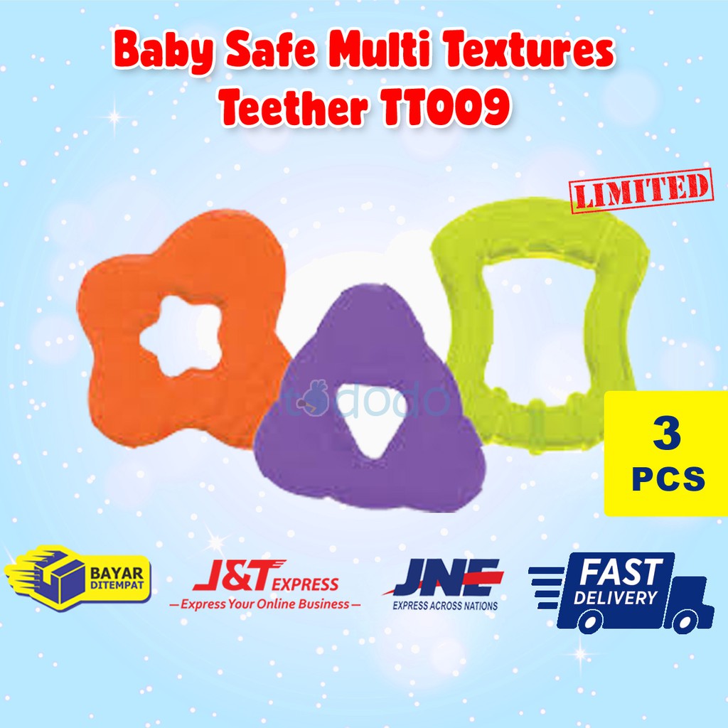 Gigitan Bayi Baby Safe Multi Textures Teether TT009 Isi 3Pcs