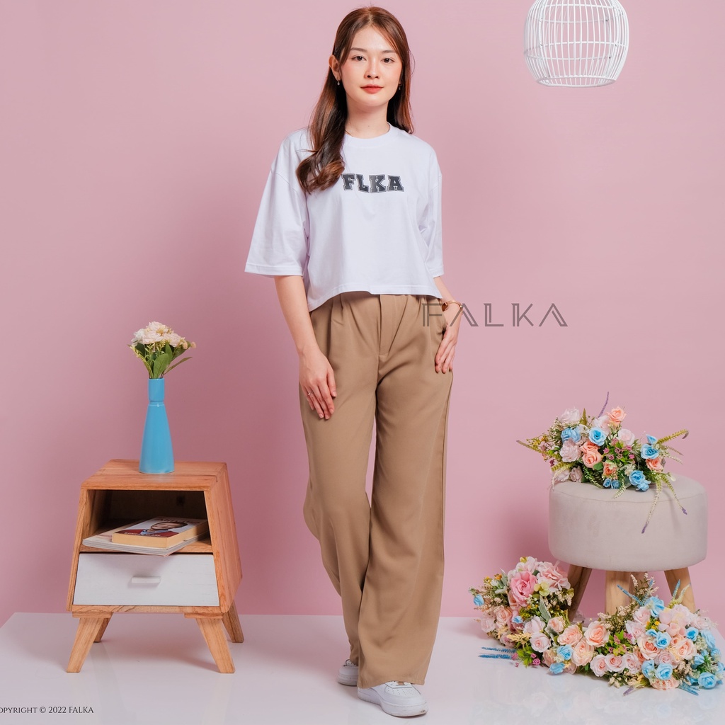 Celana Kulot Loose Pants HW Highwaist Cullote Pants Wanita Wide Leg Kaki Lebar