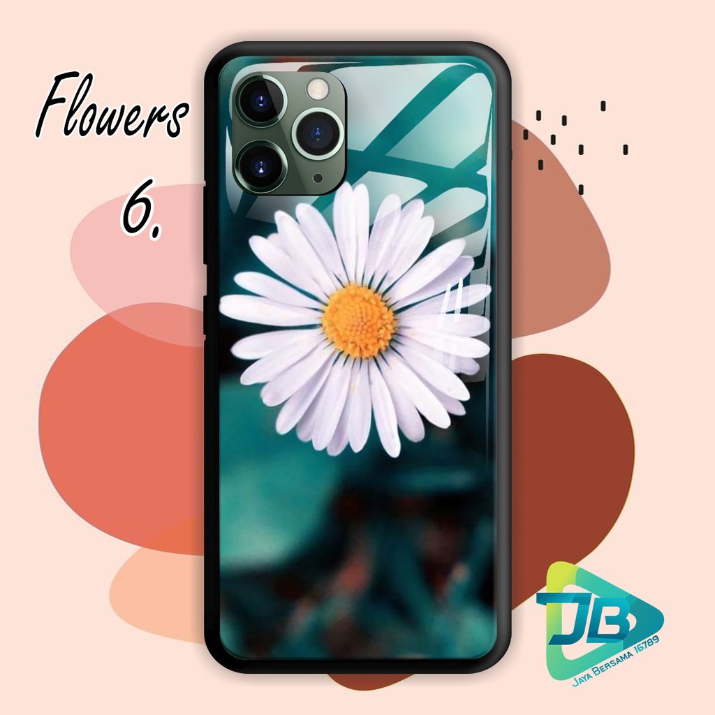 SOFTCASE BACK CASE GLASS KACA FLOWERS IPHONE 5 6 6S 6+ 6S+ 7 7S 7+ 8 8+ X XS XR 11 12MINI PRO JB3744