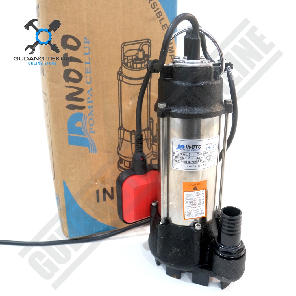 Pompa Air Submersible Celup INOTO INV180 1.25&quot; / Pompa Celub Air Bersih Kotor 1.25 Inch INV-180 INV 180 INOTO