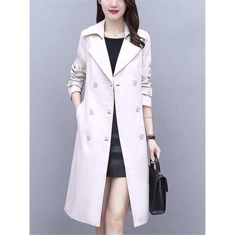 PREMIUM LONG COAT TEBAL PANJANG Wanita BLAZER MUSIM DINGIN Bahan Katun Flecee Putih M