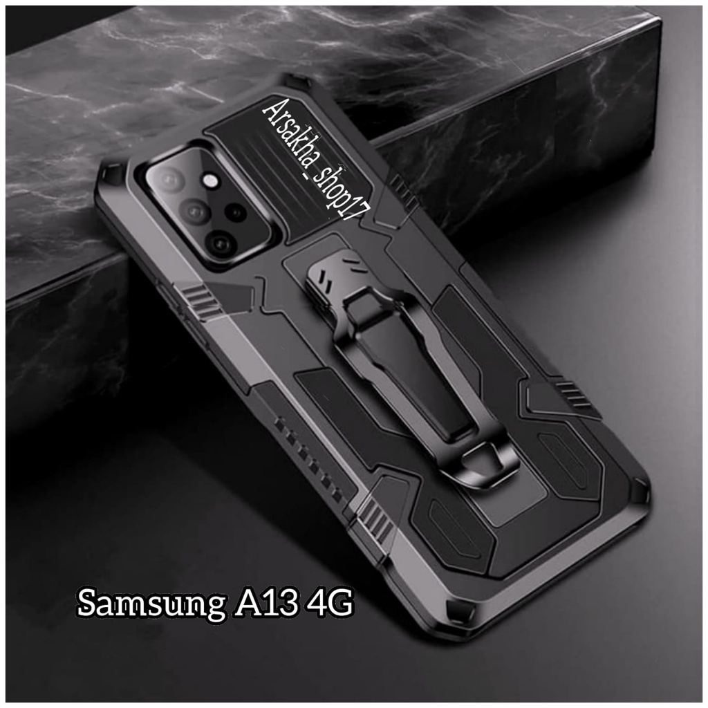 CASE Samsung Galaxi A13 4G Soft Case Belt Clip Case Robot Belt Clip Cristal Standing Cover  Casing H
