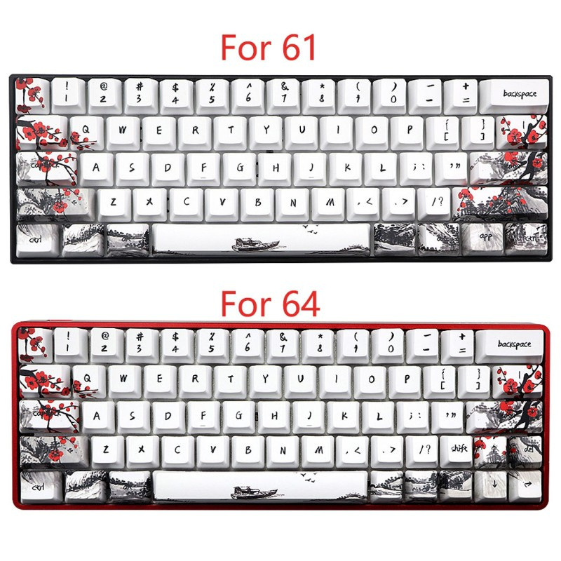 VIVI   71 Keys Wangjiang Plum Blossom Keycap Dye Sublimation OEM Mechanical Keyboard Keycap For GH60 XD64 DZ60 GK61 GK64