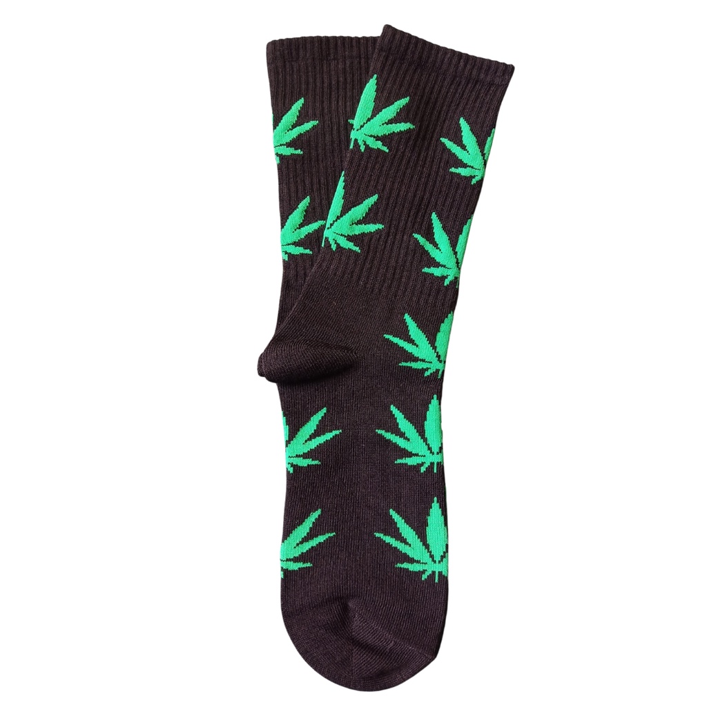 [BIG SALE] Kaos Kaki Motif Skate Oldschool - Mohaki Official-Daun Hijau D Hitam