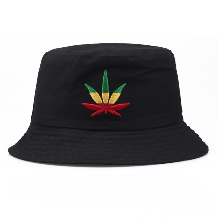 Topi Bucket Bordir Daun / Bucket Bordir / Arshila_fashion