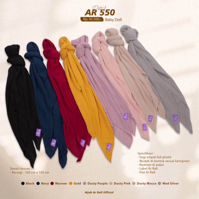 Segi Empat Plisket AR 550 by Hijab Arrafi